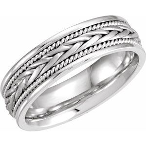 14K White 6.75 mm Woven Band Size 8.5 - Siddiqui Jewelers