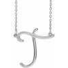 Sterling Silver Script Initial T 16" Necklace-Siddiqui Jewelers