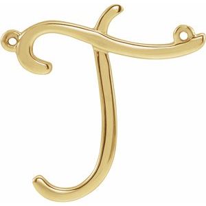 14K Yellow Script Initial T Necklace Center - Siddiqui Jewelers