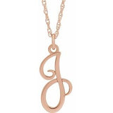 14K Rose Script Initial J 16-18" Necklace - Siddiqui Jewelers