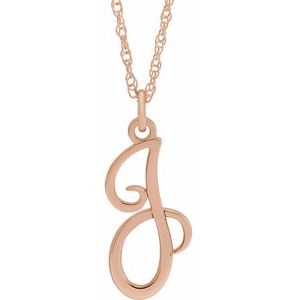 14K Rose Script Initial J 16-18" Necklace - Siddiqui Jewelers