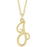 14K Yellow Script Initial J 16-18" Necklace - Siddiqui Jewelers