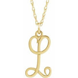 14K Yellow Gold-Plated Sterling Silver Script Initial L 16-18" Necklace - Siddiqui Jewelers