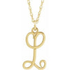 14K Yellow Script Initial L 16-18" Necklace - Siddiqui Jewelers