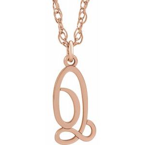 14K Rose Gold-Plated Sterling Silver Script Initial Q 16-18" Necklace - Siddiqui Jewelers