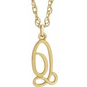 14K Yellow Gold-Plated Sterling Silver Script Initial Q 16-18" Necklace - Siddiqui Jewelers
