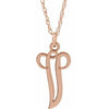 14K Rose Gold-Plated Sterling Silver Script Initial V 16-18" Necklace - Siddiqui Jewelers