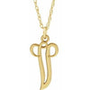 14K Yellow Script Initial V 16-18" Necklace - Siddiqui Jewelers