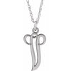 Sterling Silver Script Initial V 16-18" Necklace - Siddiqui Jewelers