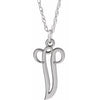 14K White Script Initial V 16-18" Necklace - Siddiqui Jewelers