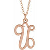 14K Rose Script Initial U 16-18" Necklace - Siddiqui Jewelers