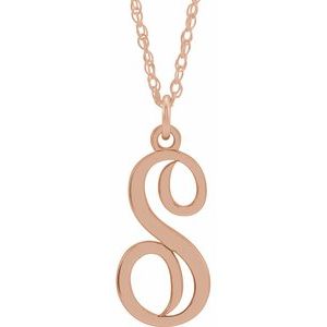 14K Rose Gold-Plated Sterling Silver Script Initial S 16-18" Necklace - Siddiqui Jewelers
