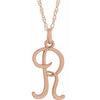 14K Rose Gold-Plated Sterling Silver Script Initial R 16-18" Necklace - Siddiqui Jewelers