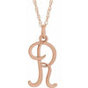 14K Rose Script Initial R 16-18" Necklace - Siddiqui Jewelers