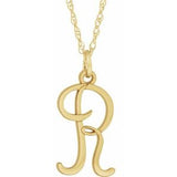 14K Yellow Script Initial R 16-18" Necklace - Siddiqui Jewelers