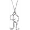 Sterling Silver Script Initial R 16-18" Necklace - Siddiqui Jewelers