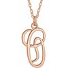 14K Rose Script Initial O 16-18" Necklace - Siddiqui Jewelers