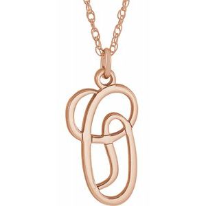 14K Rose Gold-Plated Sterling Silver Script Initial O 16-18" Necklace - Siddiqui Jewelers