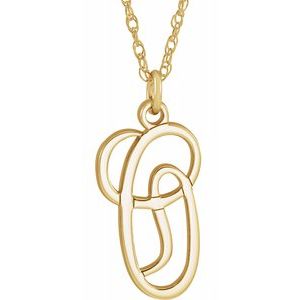 14K Yellow Script Initial O 16-18" Necklace - Siddiqui Jewelers