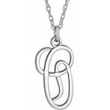 Sterling Silver Script Initial O 16-18" Necklace - Siddiqui Jewelers