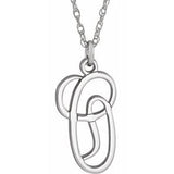 14K White Script Initial O 16-18" Necklace - Siddiqui Jewelers