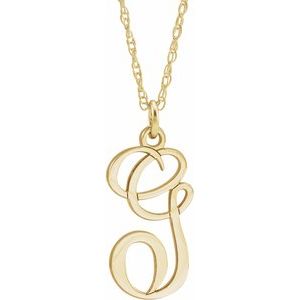 14K Yellow Gold-Plated Sterling Silver Script Initial G 16-18" Necklace - Siddiqui Jewelers