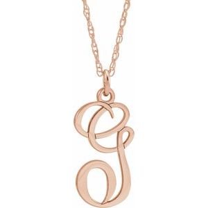 14K Rose Gold-Plated Sterling Silver Script Initial G 16-18" Necklace - Siddiqui Jewelers