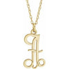 14K Yellow Gold-Plated Sterling Silver Script Initial A 16-18" Necklace - Siddiqui Jewelers