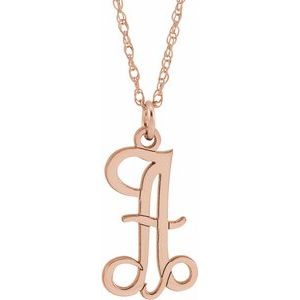 14K Rose Gold-Plated Sterling Silver Script Initial A 16-18" Necklace - Siddiqui Jewelers