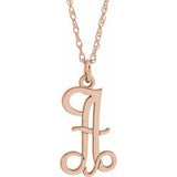 14K Rose Script Initial A 16-18" Necklace - Siddiqui Jewelers