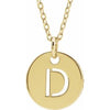18K Yellow Gold-Plated Sterling Silver Initial D 10 mm Disc 16-18" Necklace-Siddiqui Jewelers