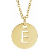 18K Yellow Gold-Plated Sterling Silver Initial E 10 mm Disc 16-18" Necklace-Siddiqui Jewelers