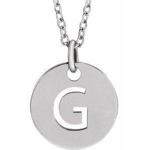 Sterling Silver Initial G 10 mm Disc 16-18" Necklace-Siddiqui Jewelers