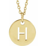 18K Yellow Gold-Plated Sterling Silver Initial H 10 mm Disc 16-18" Necklace-Siddiqui Jewelers