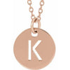 18K Rose Gold-Plated Sterling Silver Initial K 10 mm Disc 16-18" Necklace-Siddiqui Jewelers