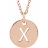 18K Rose Gold-Plated Sterling Silver Initial X 10 mm Disc 16-18" Necklace-Siddiqui Jewelers