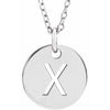 Sterling Silver Initial X 10 mm Disc 16-18" Necklace-Siddiqui Jewelers