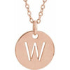 18K Rose Gold-Plated Sterling Silver Initial W 10 mm Disc 16-18" Necklace-Siddiqui Jewelers