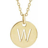 14K Yellow Initial W 10 mm Disc 16-18" Necklace-Siddiqui Jewelers