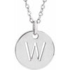 Sterling Silver Initial W 10 mm Disc 16-18" Necklace-Siddiqui Jewelers