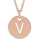 14K Rose Initial V 16-18" Necklace Siddiqui Jewelers