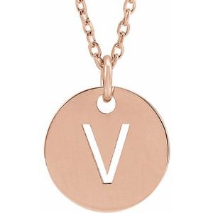 14K Rose Initial V 16-18" Necklace Siddiqui Jewelers