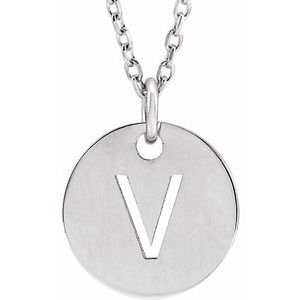 Sterling Silver Initial V 16-18" Necklace Siddiqui Jewelers