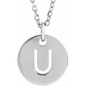 Sterling Silver Initial U 16-18" Necklace Siddiqui Jewelers