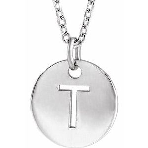 Sterling Silver Initial T 16-18" Necklace Siddiqui Jewelers