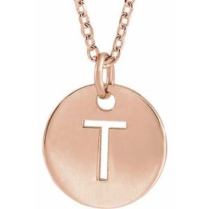 14K Rose Initial T 16-18" Necklace Siddiqui Jewelers