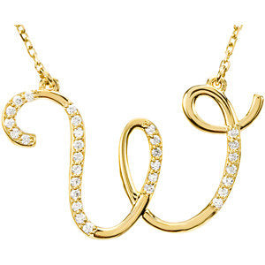 14K Yellow 1/6 CTW Diamond Initial W 17" Necklace - Siddiqui Jewelers
