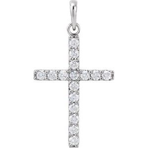 14K White 1/2 CTW Diamond Cross Pendant-Siddiqui Jewelers