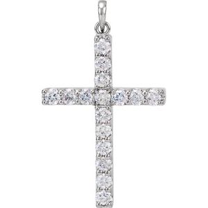 14K White 1 1/4 CTW Diamond Cross Pendant-Siddiqui Jewelers
