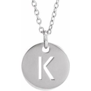 14K White Initial K 16-18" Necklace Siddiqui Jewelers